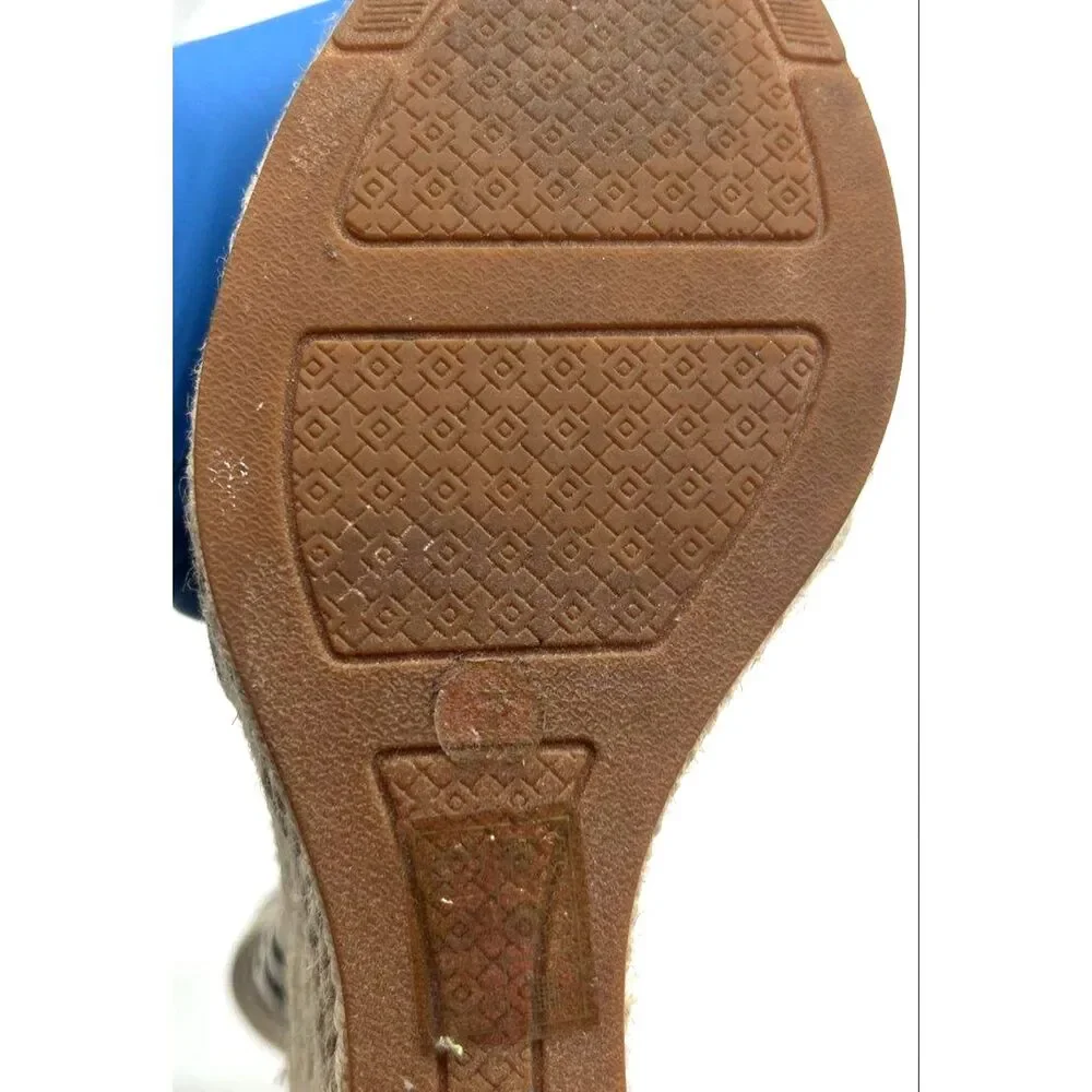 Tory Burch Frieda Striped Espadrille Wedge Sandals Size 7